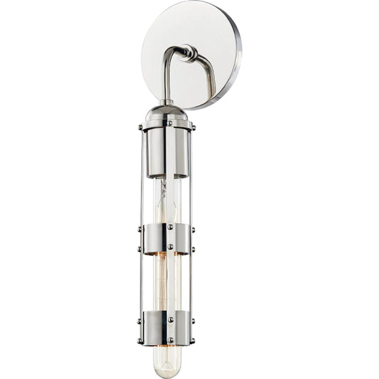 Violet Wall Sconce by Mitzi in polished nickel. Made from steel in a modern style.