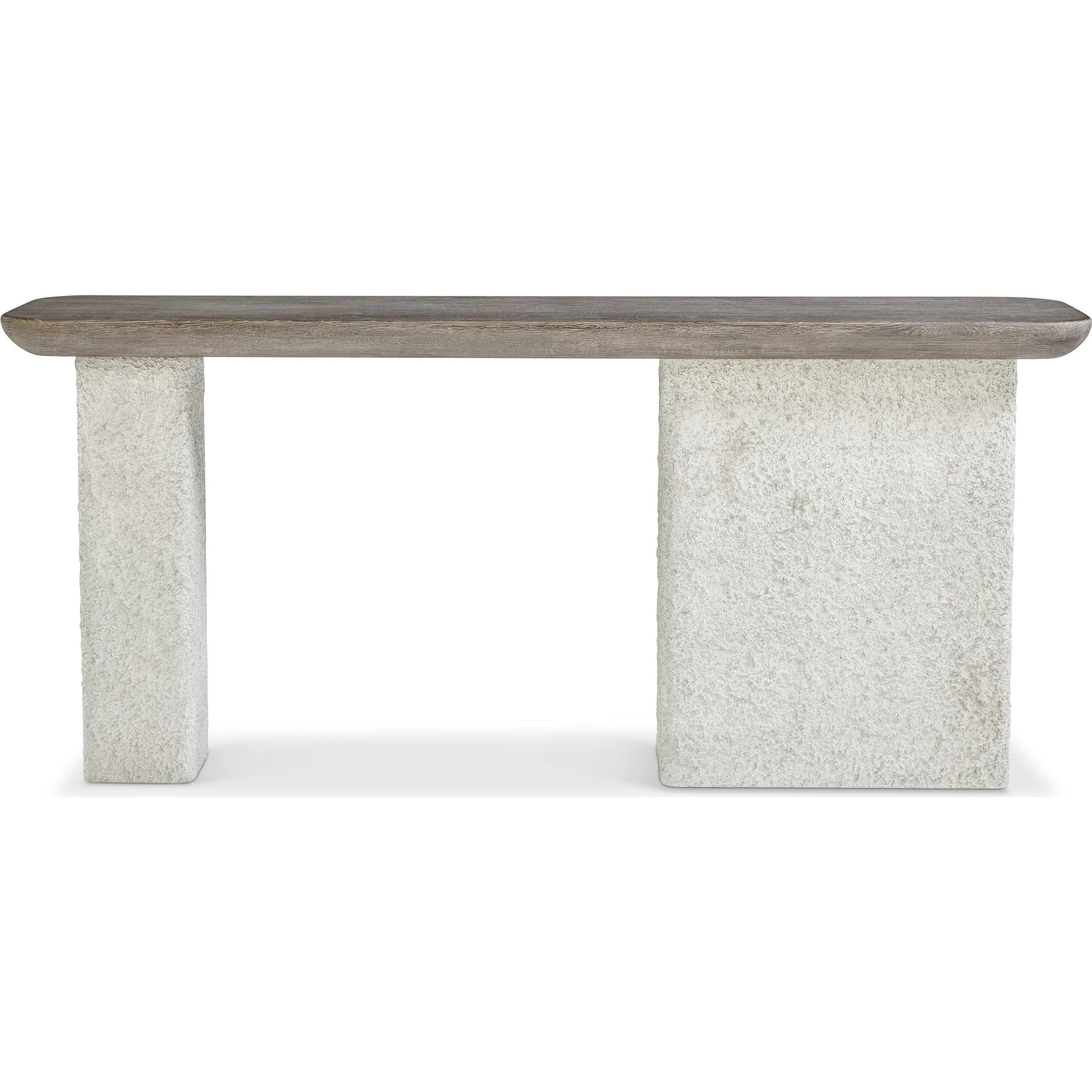 Monolith Console Table by Bernhardt in brown. Made from wood, faux stone, resin in a unique style.