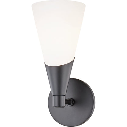 Parker Wall Sconce by Mitzi in black. Made from steel in a modern style.