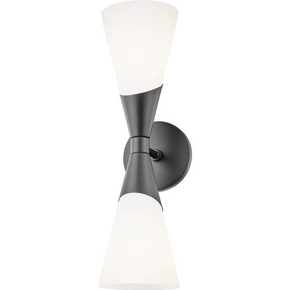 Parker Wall Sconce by Mitzi in black. Made from steel in a modern style.