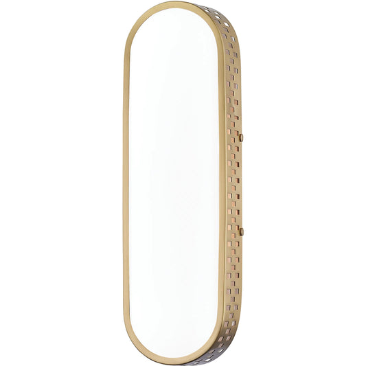 Phoebe Wall Sconce by Mitzi in aged brass. Made from steel in a modern style.