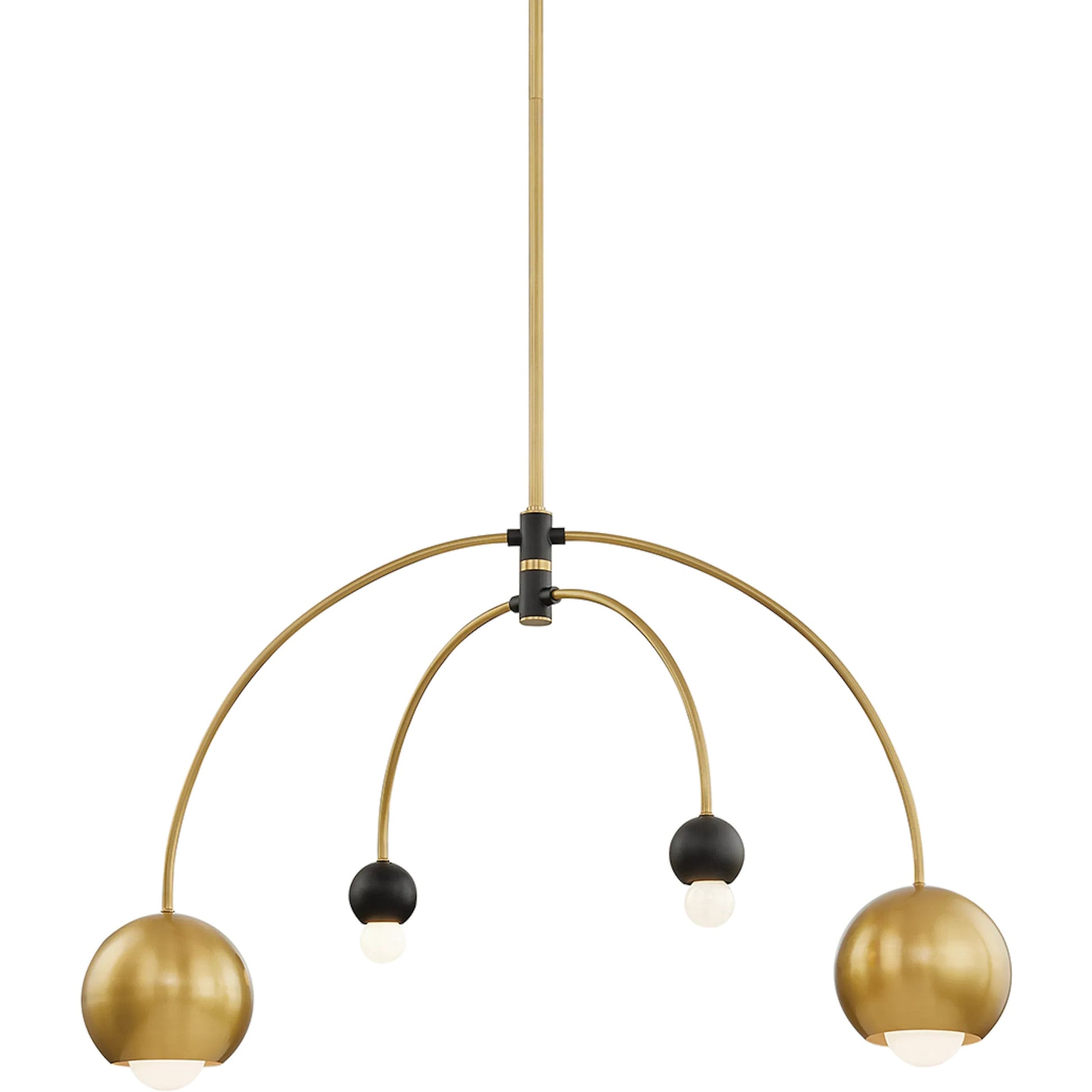 Willow Chandelier by Mitzi in aged brass black. Made from steel in a modern style.