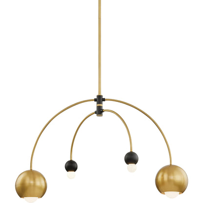 Willow Chandelier by Mitzi in aged brass black. Made from steel in a modern style.