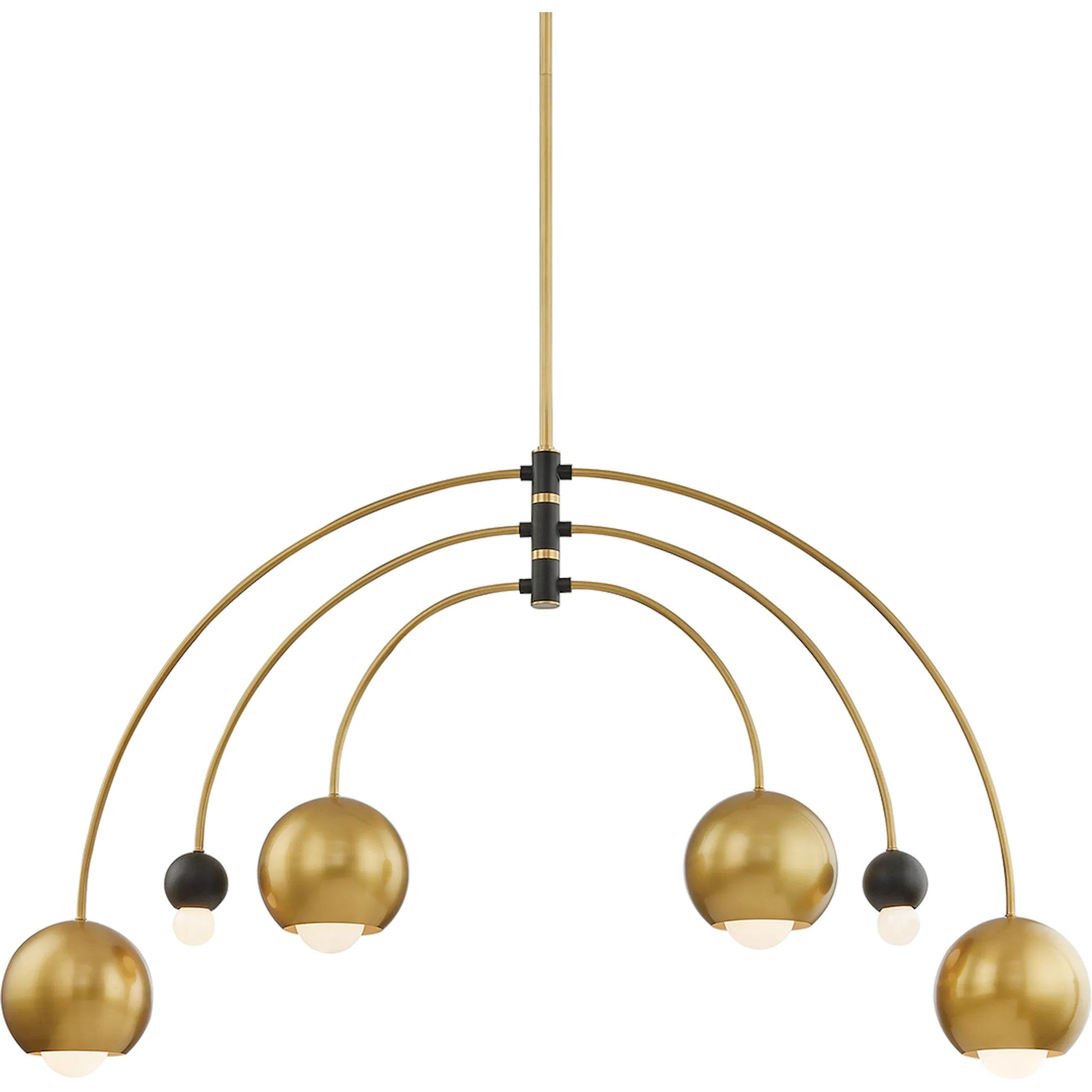 Willow Chandelier by Mitzi in aged brass black. Made from steel in a modern style.