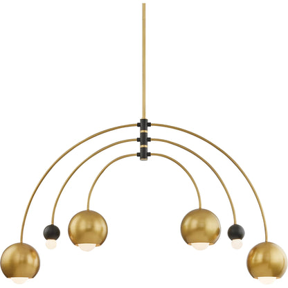 Willow Chandelier by Mitzi in aged brass black. Made from steel in a modern style.