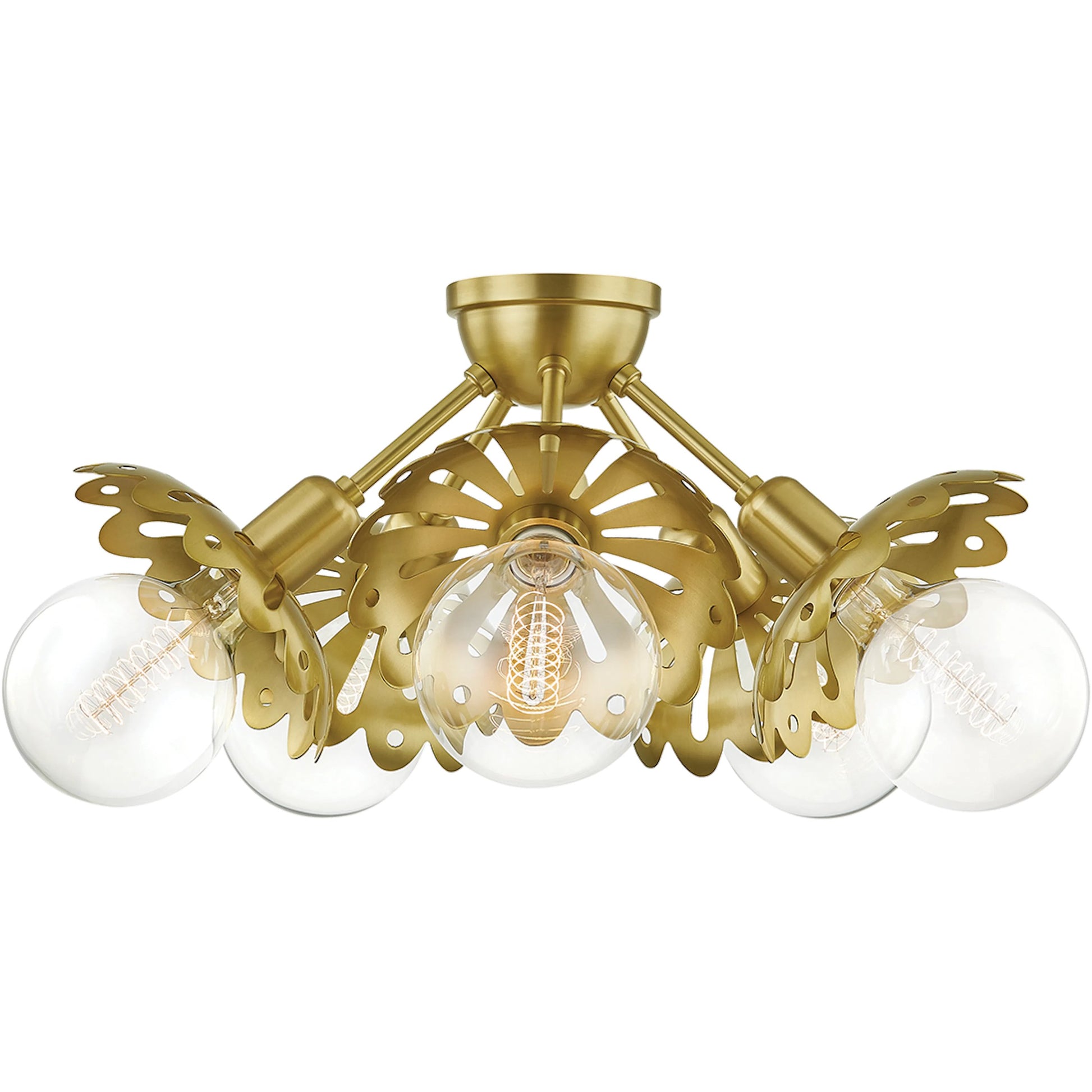 Alyssa Semi Flush by Mitzi in aged brass. Made from steel in a modern style.