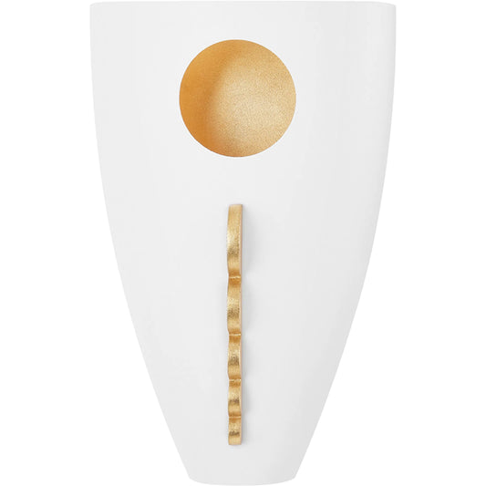 Ari Wall Sconce by Mitzi in gold leaf, white. Made from steel in a modern style.