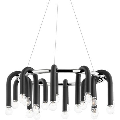 Whit Chandelier by Mitzi. Made from steel in a modern style.