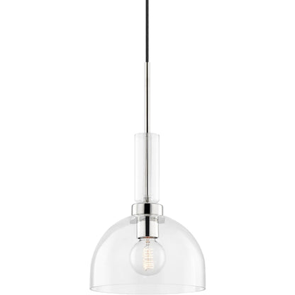 Tabitha 1 Light Pendant by Mitzi in aged brass. Made from steel in a modern style.
