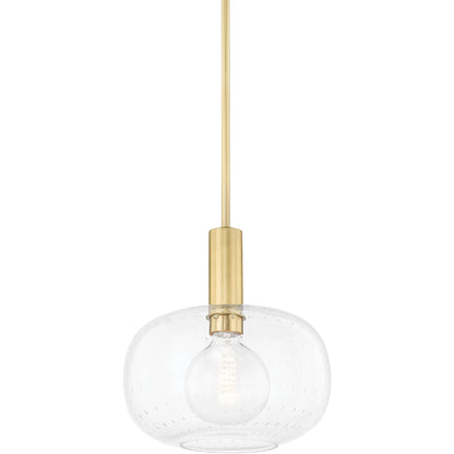 Harlow 1 Light Pendant by Mitzi in polished nickel. Made from steel in a modern style.
