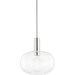 Harlow 1 Light Pendant by Mitzi in polished nickel. Made from steel in a modern style.