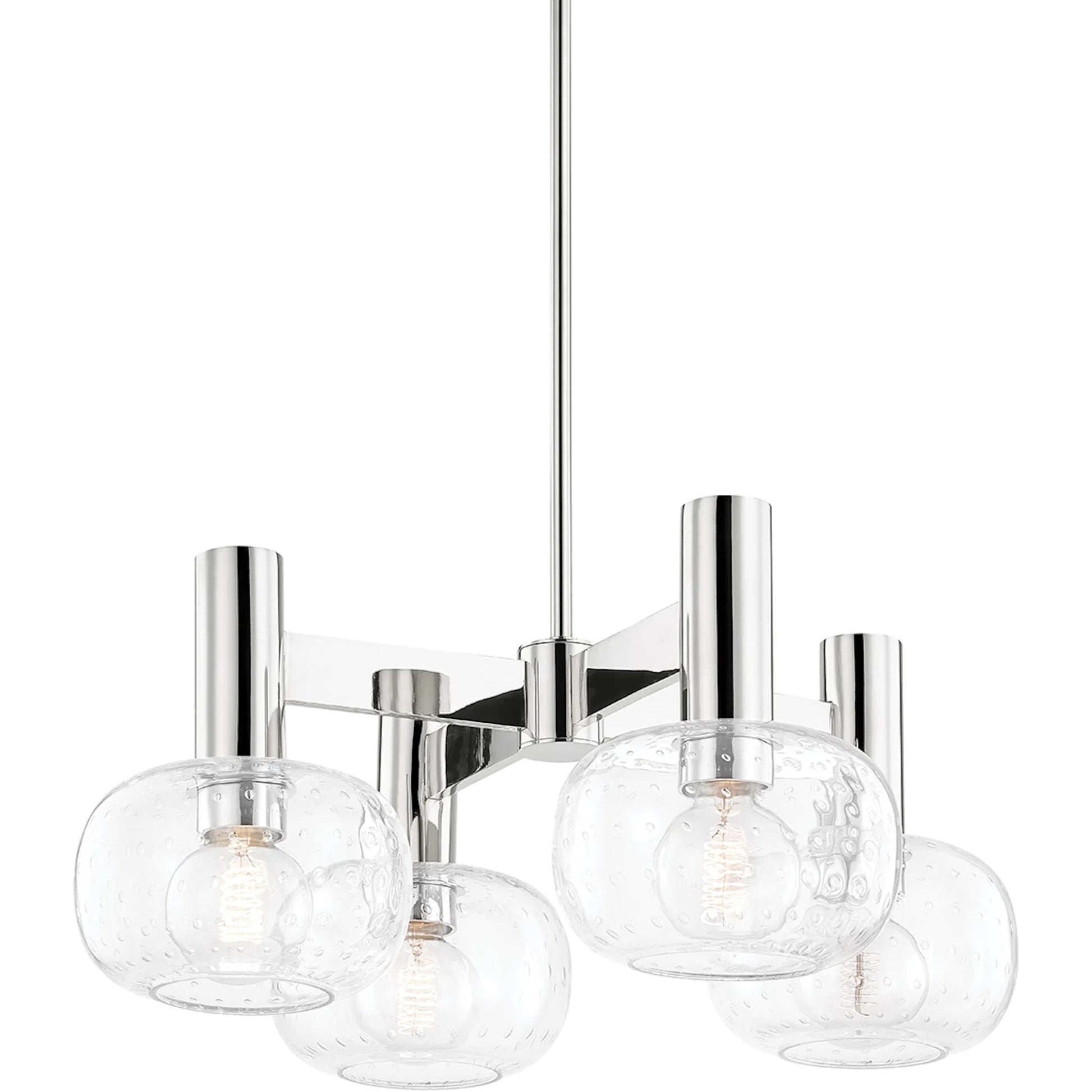 Harlow 4 Light Chandelier by Mitzi in polished nickel. Made from steel in a transitional style.