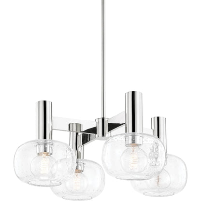 Harlow 4 Light Chandelier by Mitzi in polished nickel. Made from steel in a transitional style.