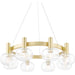 Harlow 8 Light Chandelier by Mitzi in aged brass. Made from steel in a transitional style.