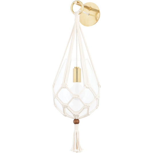 Tessa 1 Light Wall Sconce by Mitzi in aged brass. Made from steel in a coastal style.