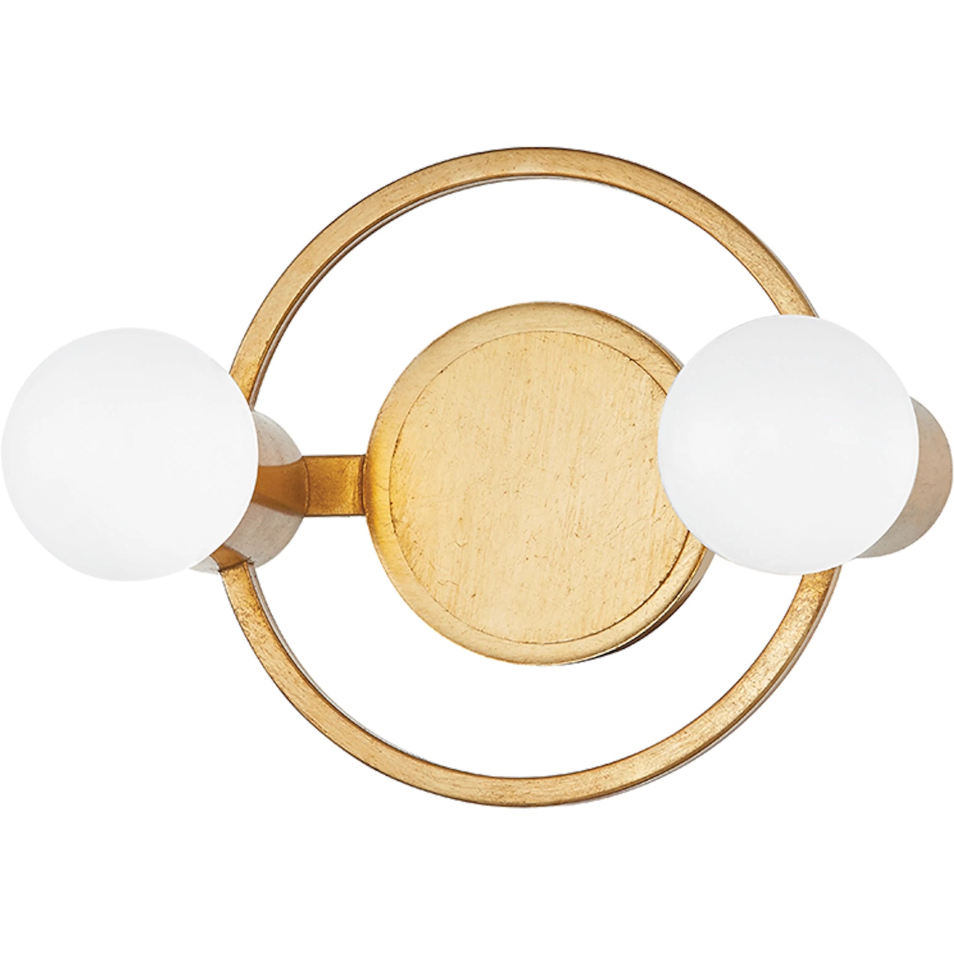 Hope 2 Light Bath Bracket by Mitzi in gold leaf. Made from steel in a modern style.