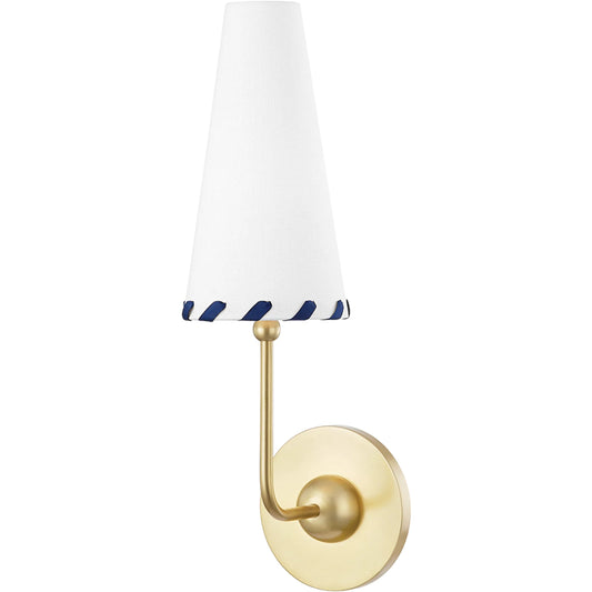 Cassie Wall Sconce by Mitzi in aged brass. Made from steel in a coastal style.