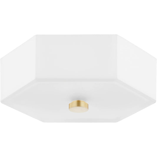 Lizzie Flush Mount by Mitzi in aged brass, polished nickel. Made from steel in a transitional style.