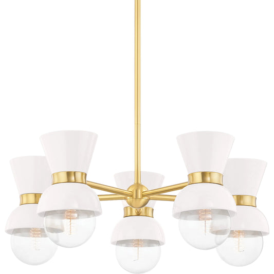 Gillian Chandelier by Mitzi in cream. Made from steel in a modern style.
