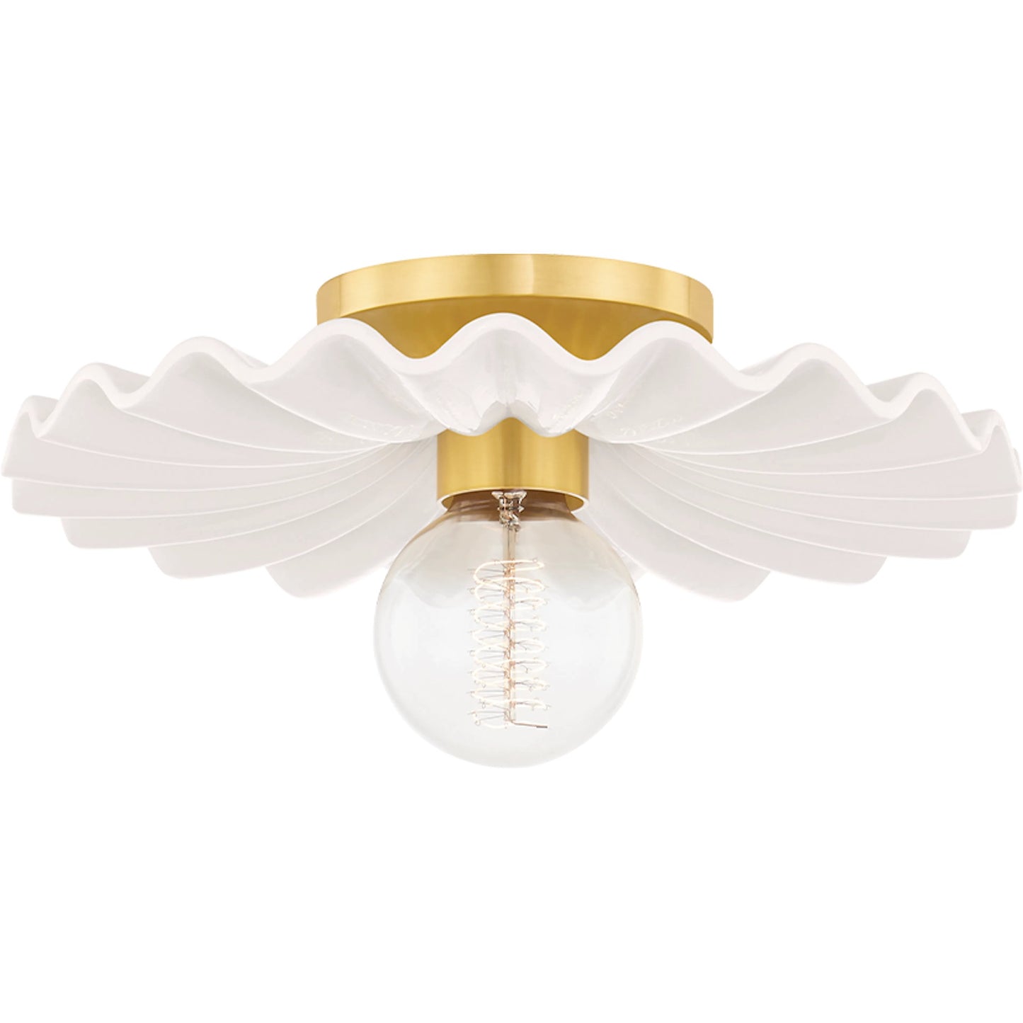 001 SI-1831366 | Primary Silo | Tinsley Flush Mount by Mitzi in aged brass, white. Made from steel in a transitional style.