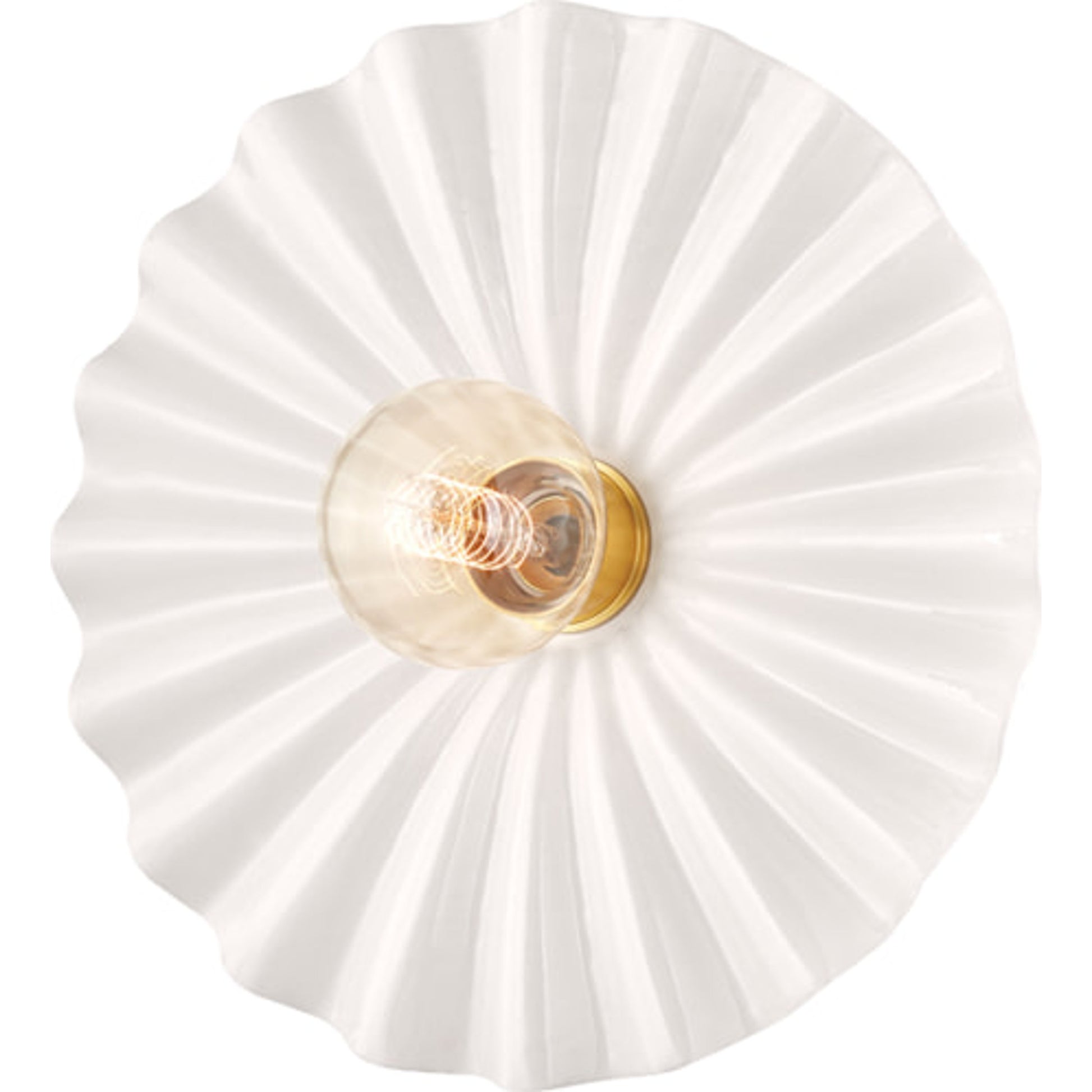 Tinsley Flush Mount by Mitzi in aged brass, white. Made from steel in a transitional style.