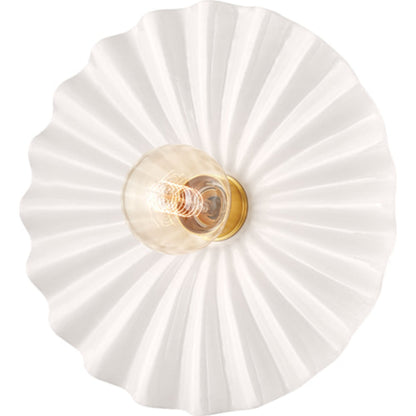 Tinsley Flush Mount by Mitzi in aged brass, white. Made from steel in a transitional style.