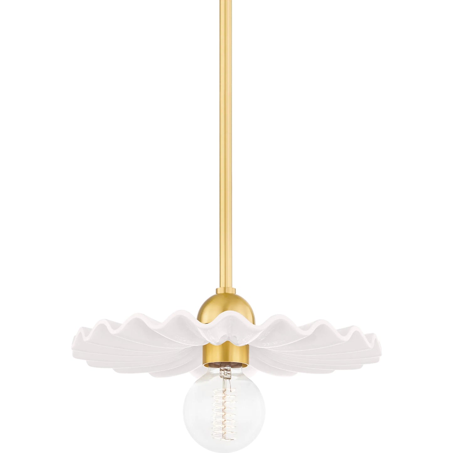 001 SI-1831367 | Primary Silo | Tinsley Pendant by Mitzi in aged brass, white. Made from steel in a transitional style.