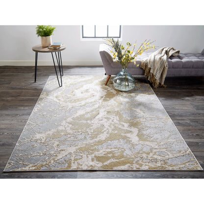 Aura Rug - 3563F by Feizy in ivory, silver, gold. Made from polyester, polypropylene in a unique style.