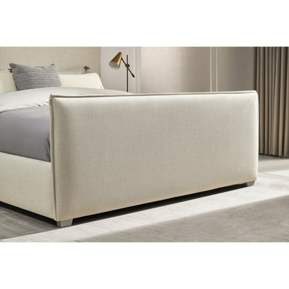 Zest Flanged Upholstered Bed by Zest in beige, flax and cream. Made from rubberwood, fabric in a modern style.