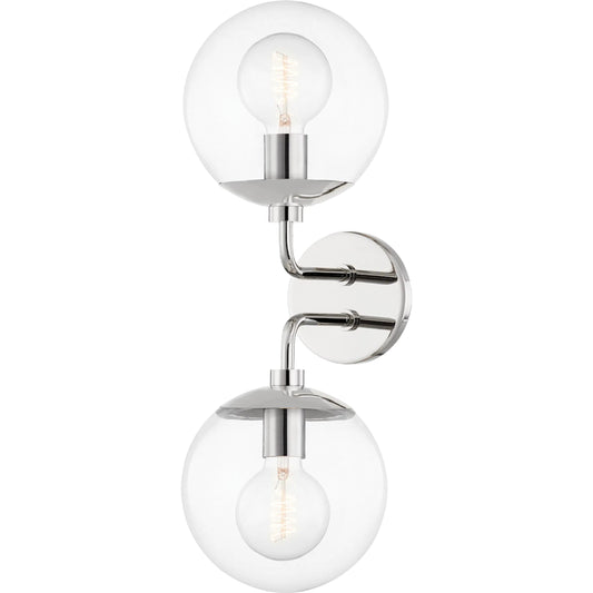 Meadow 2 Light Wall Sconce by Mitzi. Made from steel in a modern style.