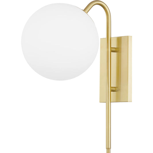 Ingrid Wall Sconce by Mitzi in aged brass. Made from steel in a modern style.