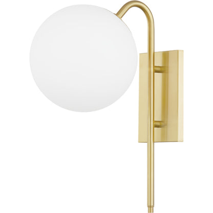 Ingrid Wall Sconce by Mitzi in aged brass. Made from steel in a modern style.