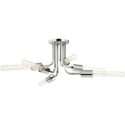 Donny Semi Flush by Mitzi in aged brass. Made from steel in a modern style.