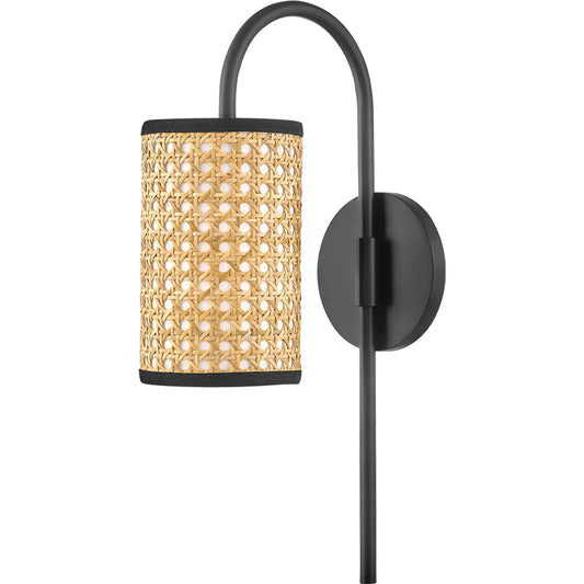 Dolores Wall Sconce by Mitzi in soft black. Made from steel in a coastal style.