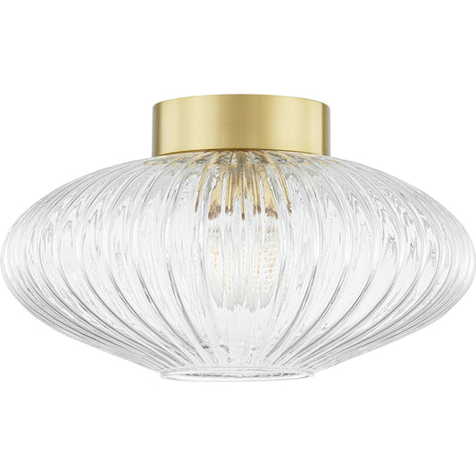 Reba Flush Mount by Mitzi in aged brass. Made from steel in a transitional style.