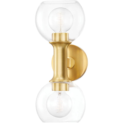 Astoria Wall Sconce by Hudson Valley in aged brass. Made from steel in a modern style.