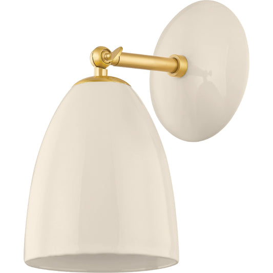 Kirsten 1 Light Wall Sconce by Mitzi in aged brass. Made from ceramic in a modern style.