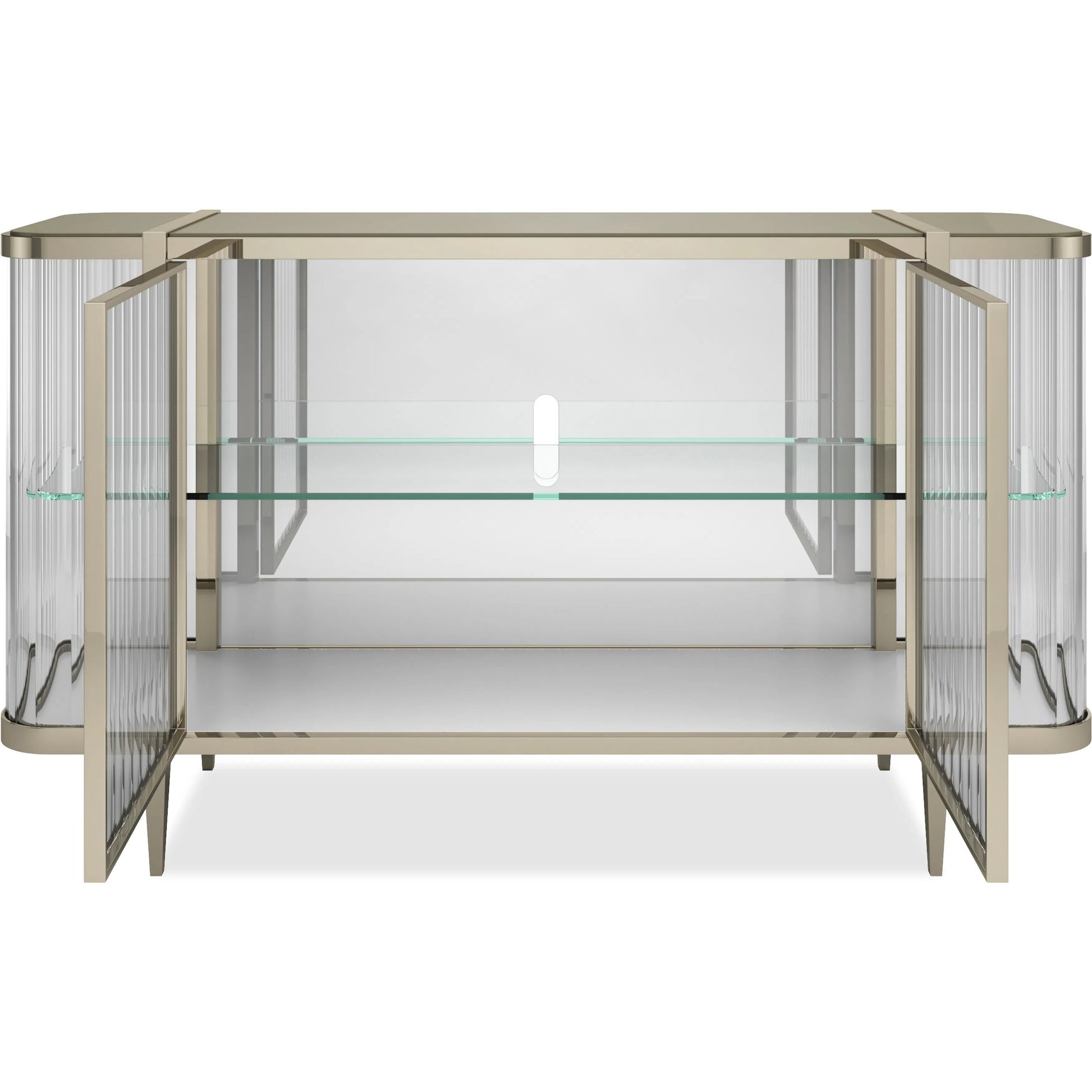 Stop and Stare Console by Caracole. Made from metal, glass, acrylic in a modern style.