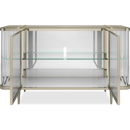 Stop and Stare Console by Caracole. Made from metal, glass, acrylic in a modern style.