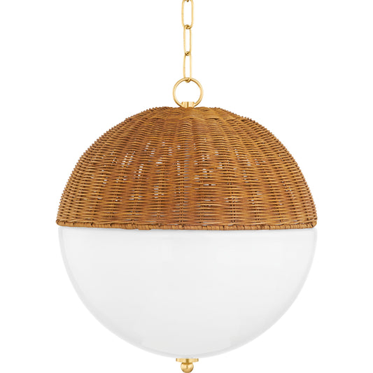 Summer 1 Light Pendant by Mitzi in aged brass. Made from steel in a cottage & farmhouse style.