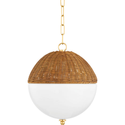 Summer 1 Light Pendant by Mitzi in aged brass. Made from steel in a cottage & farmhouse style.