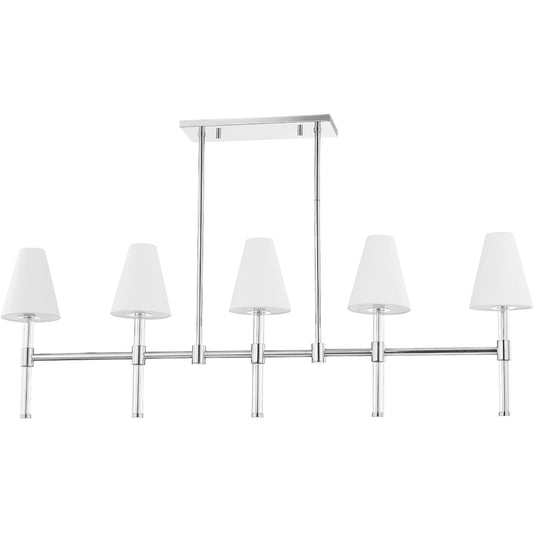 Janelle 5 Light Island Light by Mitzi in polished nickel. Made from steel in a modern style.