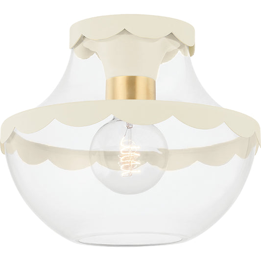 Alaina 1 Light Semi Flush by Mitzi in aged brass. Made from steel in a modern style.