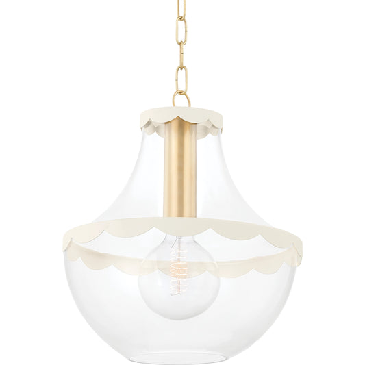 Alaina 1 Light Pendant by Mitzi in aged brass. Made from steel in a modern style.