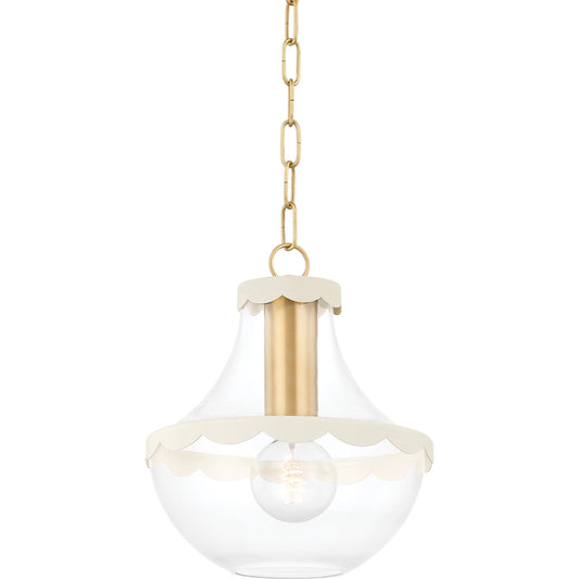 Alaina 1 Light Pendant by Mitzi in aged brass. Made from steel in a modern style.
