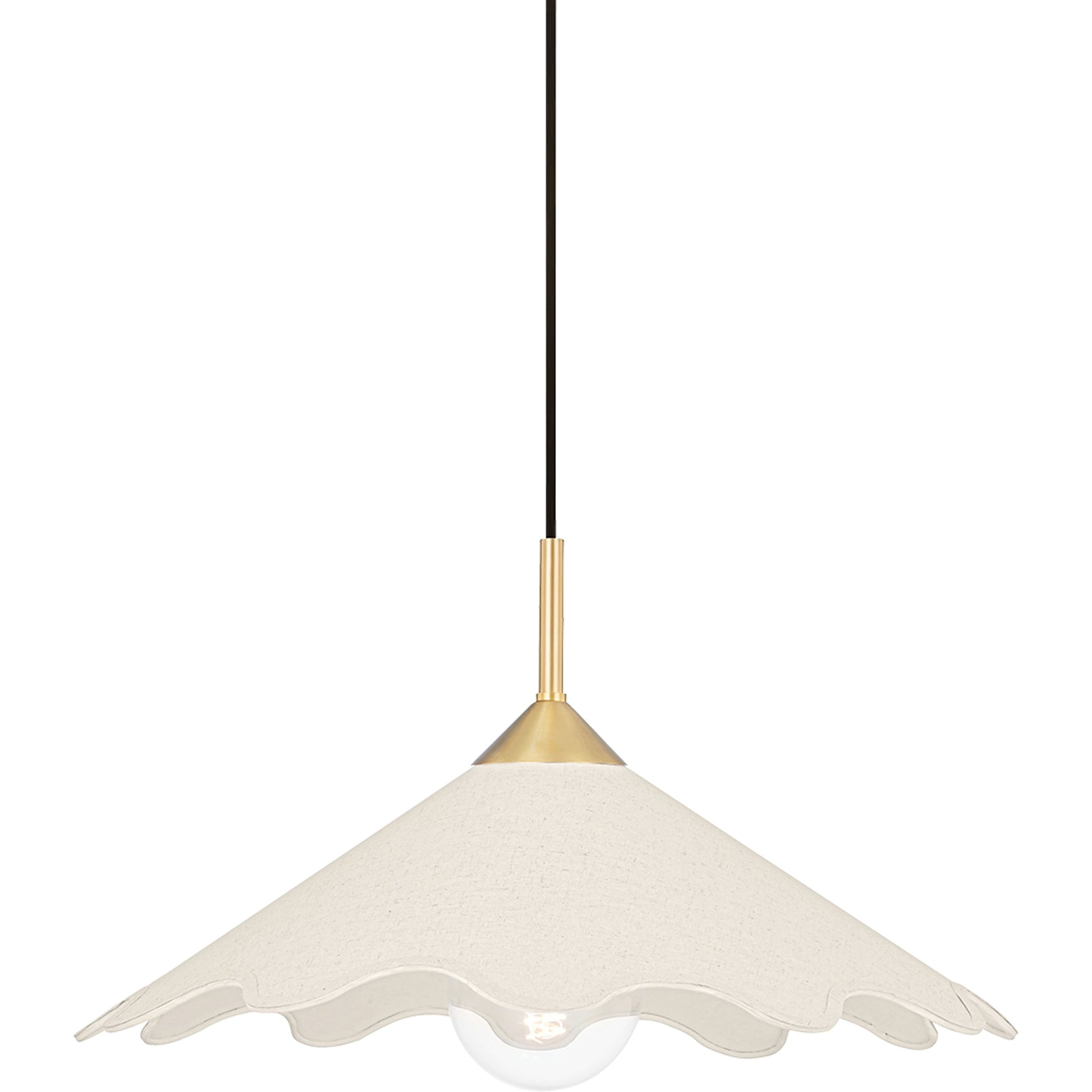 Sodsai 1 Light Pendant by Mitzi in aged brass. Made from steel in a modern style.
