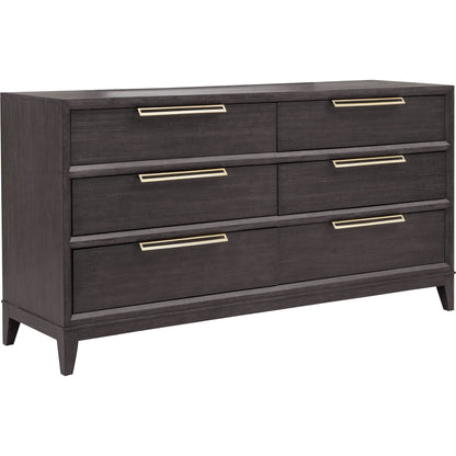Quincy 6-Drawer Dresser by Pulaski Furniture in molasses. Made from ash wood veneers in a unique style.
