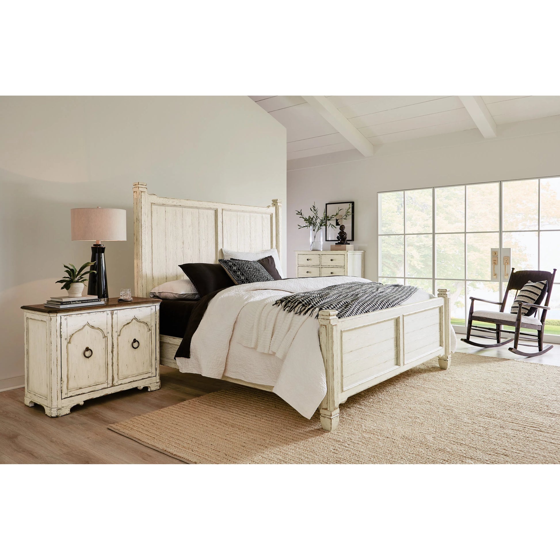 Americana Two-Door Nightstand by Hooker Furniture. Made from oak veneers with solid-wood edge top in a cottage & farmhouse style.