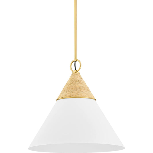 Mica 1 Light Pendant by Mitzi in aged brass. Made from steel in a cottage & farmhouse style.