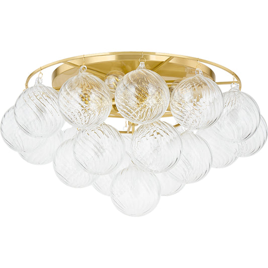 Mimi Flush Mount by Mitzi in aged brass. Made from steel in a unique style.
